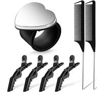 Nuenen Kit de 7 outils de tressage de cheveux, comprend 1 bracelet à épingle magnétique, 2 peignes queue de rat en acier inoxydable, 4 pinces à cheveux crocodile à dents larges pour tressage de