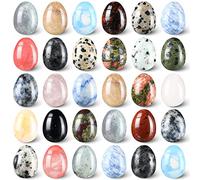 Nuenen Lot de 30 pierres de préoccupation en cristal de roche minérale polie, pierres précieuses de poche chakra de la paume pour soulager l'anxiété, méditation, équilibrage Reiki, décoration de