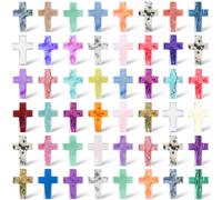 Nuenen Lot de 50 pierres de cristal en forme de croix en vrac de 2,5 cm en cristal naturel en forme de croix - Breloques de poche à quartz - Cadeau d'Halloween et de Pâques (2,8 x 2,5 x 0,6 cm)