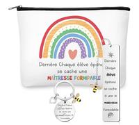 Nuenen Maitresse d'École Fin d'Année Porte Clef, Trousse de Maquillage et Marque Page pour Enseignante - Cadeau Merci Professeur Atsem pour Femme