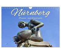 Nürnberg Brunnen - und Wasserspiele (Wandkalender 2026 DIN A4 quer), CALVENDO Monatskalender: Romantische und stimmungsvolle Brunnen in Gärten, Parks und in der Altstadt Nürnbergs