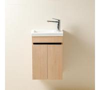 NUESTRA VIDA 40cm Meuble sous Lavabo Salle de Bain Suspendu, Meuble Salle de Bain avec Vasque Petite Taille pour Chambre d’Amis-déjà pré-assemblés, sans Robinet et Bonde de Lavabo Pop-up (Chêne)