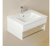 NUESTRA VIDA Meuble de Salle de Bain Suspendu 60 cm - Ensemble 2 Pièces avec Lavabo Intégré et Porte-Serviettes - Dimensions 61x45.5x31.3 cm - Aspect Blanc