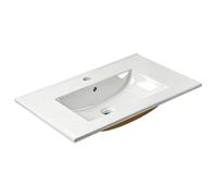 NUESTRA VIDA Vasque À Encastrer, Lavabo à poser 70 Lavabo en Porcelaine pour Salle de Bain Rectangulaire, Blanc Brillant 71×46×16 cm