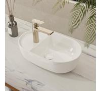NUESTRA VIDA Vasque À Poser Mini, Petit Lavabo à Poser Blanc Vasque en Céramique, Lave-Mains pour la Salle de Bain et Les Toilettes d'invités 42,5×26×13,5 cm