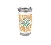 Nuestras Raices Mois du patrimoine hispanique Latino Roots Art Gobelet isotherme en acier inoxydable double paroi