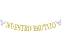 Nuestro Bautizo Bannière espagnole pour première communion de bébé, première communion/confirmation, baptême religieux, 1er anniversaire de bébé, fête prénatale