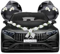 Nueva Vida décoration Voiture de Mariage - Fleurs en Soie pour Votre Voiture Nuptiale - 2 guirlandes décoratives de 180 cm pour Le Capot, INCL. 4 nœuds de Porte