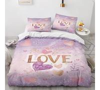 NUEYSP Housse de Couette 140x200 Amour Parures de Lit 140x200 Enfant Polycoton Douce et Confortable Housse de Couette Impression 3D avec 1 Taie d'oreiller