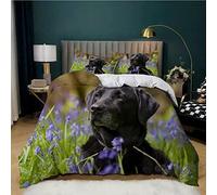 NUEYSP Housse de Couette 140x200 Chien Noir Parures de Lit 140x200 Enfant Polycoton Douce et Confortable Housse de Couette Impression 3D avec 1 Taie d'oreiller