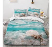 NUEYSP Housse de Couette 140x200 Coquillages Parures de Lit 140x200 Enfant Polycoton Douce et Confortable Housse de Couette Impression 3D avec 1 Taie d'oreiller