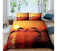 NUEYSP Housse de Couette 140x200 Dauphin Parures de Lit 140x200 Enfant Polycoton Douce et Confortable Housse de Couette Impression 3D avec 1 Taie d'oreiller