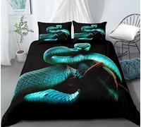 NUEYSP Housse de Couette 140x200 Serpent Bleu Parures de Lit 140x200 Enfant Polycoton Douce et Confortable Housse de Couette Impression 3D avec 1 Taie d'oreiller