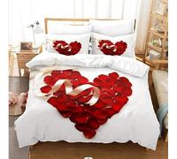 NUEYSP Housse de Couette 160x200 Cœur de pétales Parures de Lit 160x200 Enfant Polycoton Douce et Confortable Housse de Couette Impression 3D avec 1 Taie d'oreiller