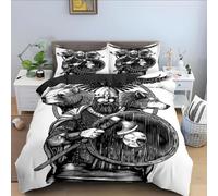 NUEYSP Housse de Couette 200x200 Viking Parures de Lit 200x200 Adulte Polycoton Douce et Confortable Housse de Couette Impression 3D avec 2 Taie d'oreiller