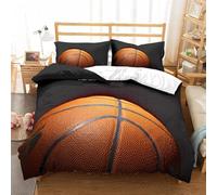 NUEYSP Housse de Couette 220x240 Basketball Marron Parures de Lit 220x240 Adulte Polycoton Douce et Confortable Housse de Couette Impression 3D avec 2 Taie d'oreiller