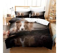 NUEYSP Housse de Couette 220x240 Border Collie Parures de Lit 220x240 Adulte Polycoton Douce et Confortable Housse de Couette Impression 3D avec 2 Taie d'oreiller