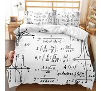 NUEYSP Housse de Couette 220x240 Mathématiques Parures de Lit 220x240 Adulte Polycoton Douce et Confortable Housse de Couette Impression 3D avec 2 Taie d'oreiller