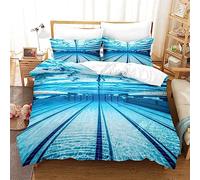 NUEYSP Housse de Couette 220x240 Piscine Parure de Lit 220x240 Adulte en Microfibre Doux Respirant Housse de Couette Imprimée(110GSM), 2 taie d'oreiller 65x65, avec Fermeture éclair