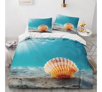 NUEYSP Housse de Couette 240x260 Coquillages Parures de Lit 240x260 Adulte Polycoton Douce et Confortable Housse de Couette Impression 3D avec 2 Taie d'oreiller