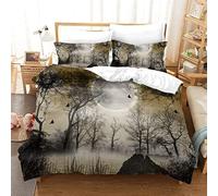 NUEYSP Housse de Couette 240x260 Pleine Lune Parures de Lit 240x260 Adulte Polycoton Douce et Confortable Housse de Couette Impression 3D avec 2 Taie d'oreiller