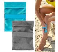 Nufiwra Lot de 2 brosses anti-sable pour la plage, sac de décapage de sable, pochette à poudre (sans talc) (gris + bleu)