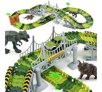 Nuheby Circuit Dinosaure Voiture Flexible Circuit de Voiture Jeu Educatif Creation Enfant pour Cadeau Enfant Garcon Fille 3 4 5 Ans (142Pièces)