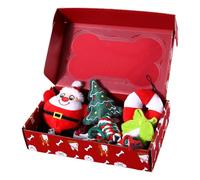 Nuhjytgf Puppy Christmas Chew Toys, Santa Squeaky Plush Toys with Rope, Interactive Teething Dog Toys, Perfect Holiday Toys, Christmas Interactive Chew Toy for Pet Shop, Home and Pet Rooms