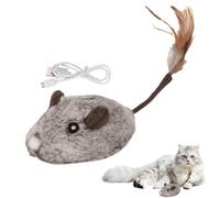 Nuhjytgf Smart Sensing Moving Cat Toy, Interactive Cat Mice Toy, USB Rechargeable Cat Mice Toy, Electronic Plush Kitten Toy with Feather Tail, Electric Mice Toy for Indoor & Outdoor Exercise