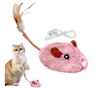 Nuhjytgf Smart Sensing Moving Cat Toy, Interactive Cat Mice Toy, USB Rechargeable Cat Mice Toy, Electronic Plush Kitten Toy with Feather Tail, Electric Mice Toy for Indoor & Outdoor Exercise