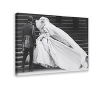 NUIHAGF Impression sur toile avec robe de mariée de Lady Diana Spencer, décoration de chambre à coucher, bureau, cadeau (50 x 75 cm)