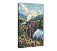 NUIHAGF Impression sur toile Viaduc de Glenfinnan avec vapeur - Décoration pour chambre à coucher, bureau, chambre - Cadeau - 20 x 30 cm