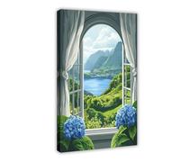 NUIHAGF Poster sur toile avec vue sur les lacs des Açores Portugal - Décoration de chambre à coucher, bureau, chambre - Cadeau 40 x 60 cm