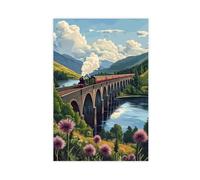 NUIHAGF Poster sur toile de Glenfinnan Viaduc avec vapeur - Décoration pour chambre à coucher, bureau, chambre - Cadeau - 50 x 75 cm