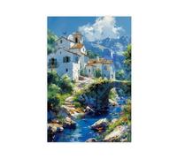 NUIHAGF Poster sur toile représentant un village de montagne français - Décoration murale pour salon, chambre à coucher - 30 x 45 cm