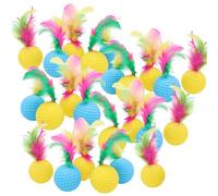 Nuiorfty 24 pièces Jouet de Balle de Chat 1 5 Jouets Chat colorés avec des Plumes balles interactives Jouet Golf en Plastique b