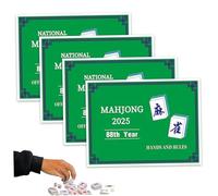 Nuiorfty 4 Cartes de Mahjong 2024 Cartes de Score et règles Jeu Mahjong Standard apprenez et maîtrisez Les règles Jeu récréatives en Gros caractères pour Les débutants