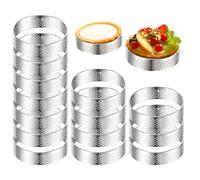 Nuiorfty Anneaux à Tarte 14 pièces Anneaux de Crumpet perforés de 2 Pouces Anneau gâteau en Acier Inoxydable antiadhésif pour la Cuisson des Biscuits Muffin pâtisserie Dessert Mousse