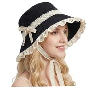 Nuiorfty Bonnet victorien avec bord en dentelle et ruban chapeaux victoriens pour femmes chapeau élégant et respirant