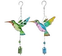 Nuiorfty Carillons éoliens pour Jardin 2 Pièces Carillons éoliens Colibri Carillon Romantique en Verre en Métal Ornements Suspendus de Jardin Colibri pour Patio Cour Style de Fête 1