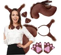 Nuiorfty Le Costume d'écureuil Comprend Un Bandeau avec Oreilles de Therian des Pattes de Therian Un Joli nœud Papillon et Une