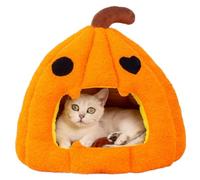 Nuiorfty Lit pour Chat Citrouille avec Coussin Lavable Amovible Fond antidérapant 16 Lit pour Chat d'halloween Orange Chaton Chau