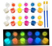 Nuiorfty Lot de 4 peintures phosphorescentes comprenant 2 bandes de peinture néon et 2 pinceaux visage corps acrylique UV pour