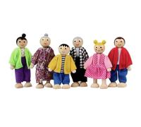 Nuiorfty Maison de poupées Personnes 6 Figurines familiales Figurines de Maison poupée en Bois à Habiller poupées familles heureuses avec des Expressions Mignonnes pour garçon et Fille