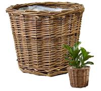 Nuiorfty Panier de jardinière en Osier tissé à la Main avec Doublure Pot de Fleurs en rotin Brun Naturel pour Plantes d'intérieur Cache-Pot Fleurs décoratif 7 9x6 3 Pouces