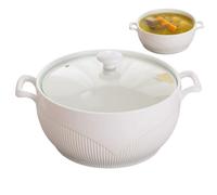 Nuiorfty Soup Tureen Bols de service ronds en céramique de 2600 ml avec couvercles Bols à soupe résistants à la chaleur avec poignées Passe au micro-ondes pour la cuisine la maison du restaurant