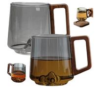 Nuiorfty Tasses en verre avec poignées 2 pièces tasse à café créative en verre transparent pour whisky de montagne 450ml/15oz pour hommes et femmes