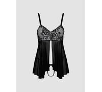 Nuisette babydoll motif floral noir