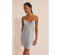 Nuisette de pyjama satinée avec détail en dentelle - Naeva - XL - Bleu - Femme - Etam