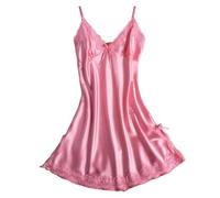 Nuisette en Satin Chemise de Nuit d'été en Soie Artificielle for Femme, col Licou, Sexy, col en V, Pyjama en Satin de Soie filée, Confortable, Ample(Color13,M)